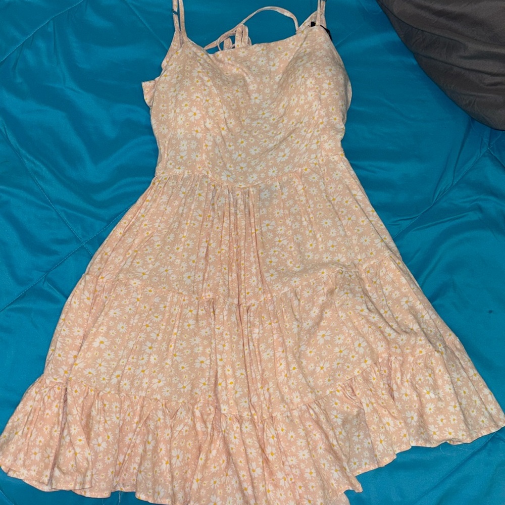Backless pink milkmaid summer dress